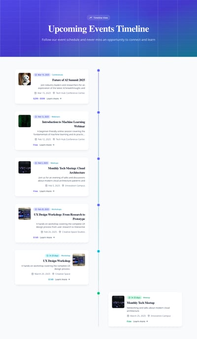 Timeline Upcoming - events index page preview