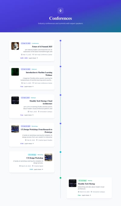 Timeline Upcoming - events category page preview