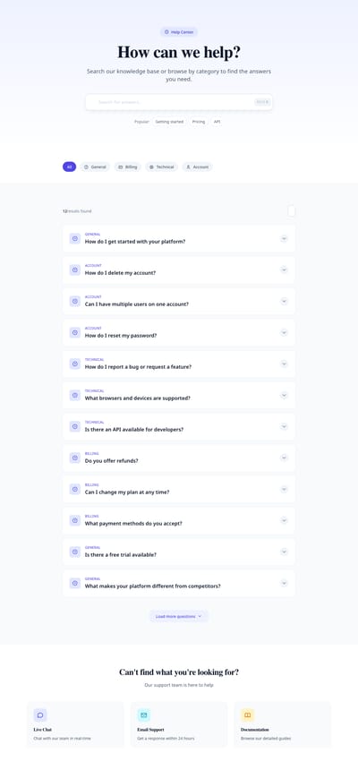 Search Filter - faq index page preview