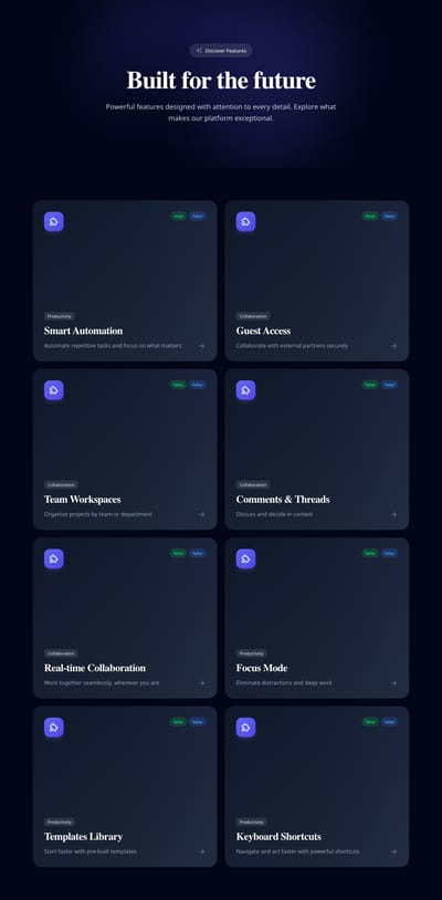 Bento Grid - features index page preview