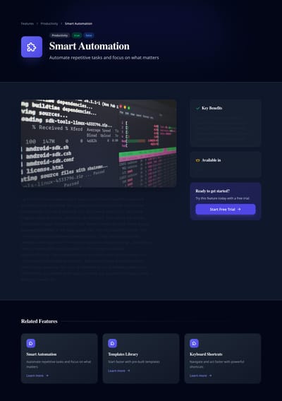 Bento Grid - features detail page preview