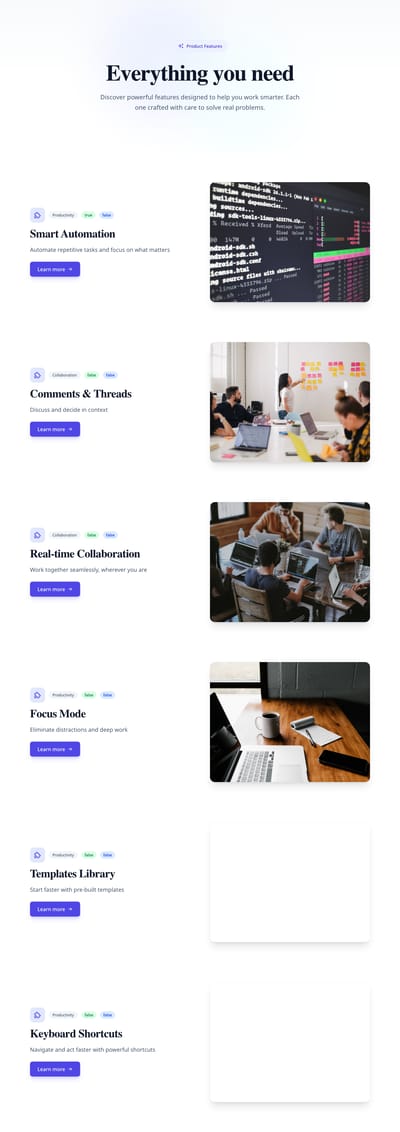 Category Icons - features index page preview