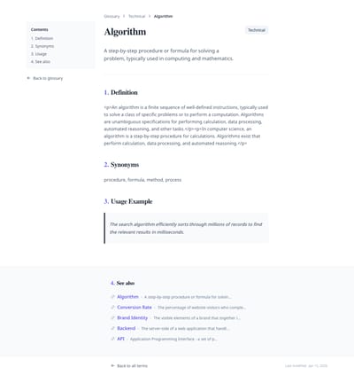 Wiki Style - glossary term page preview