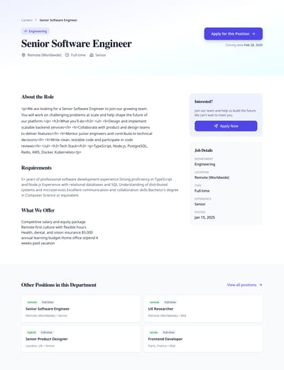 Cards Benefits - jobs job page preview