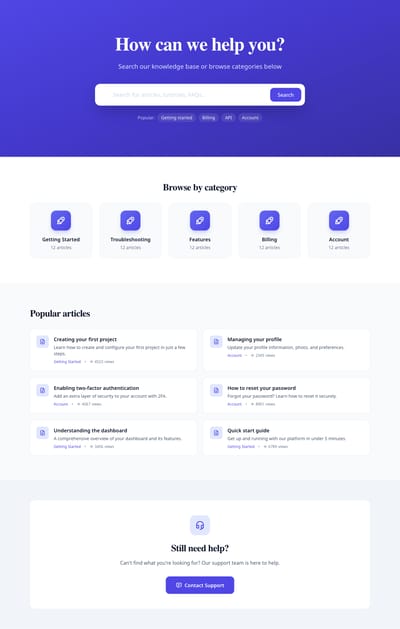 Screenshot of Knowledge Base module template