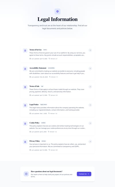 Screenshot of Legal Pages module template