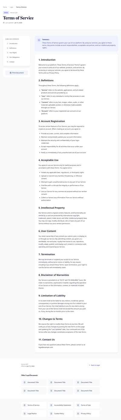 Clean Document - legal detail page preview