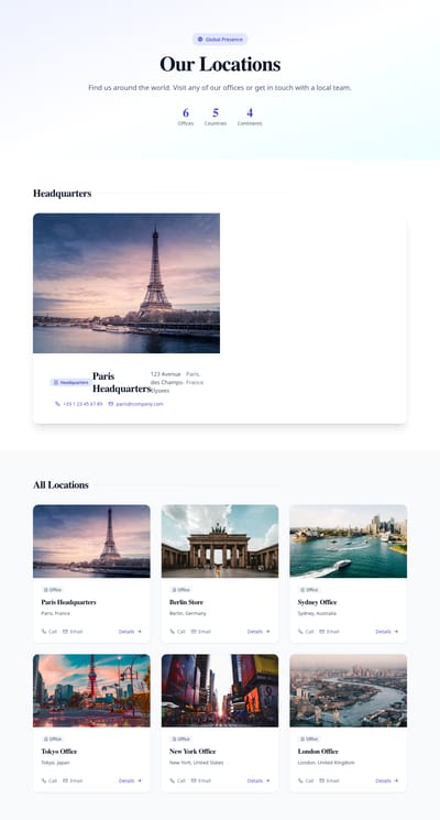 Screenshot of Locations module template