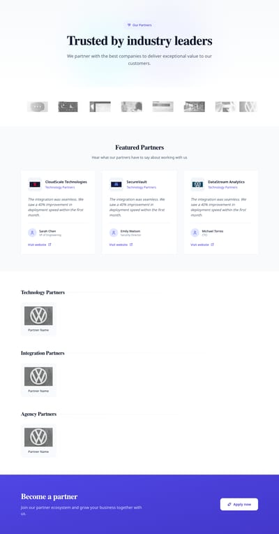 Screenshot of Partners module template