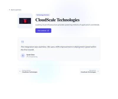 Grid Cards - partners detail page preview