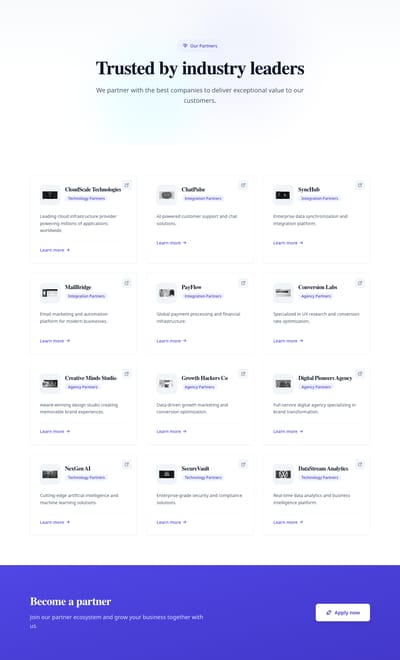 Logos Showcase - partners index page preview