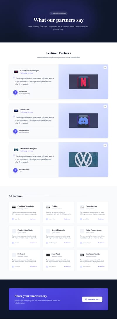 Testimonial Focus - partners index page preview