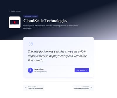 Testimonial Focus - partners detail page preview