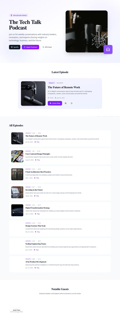 Screenshot of Podcast module template