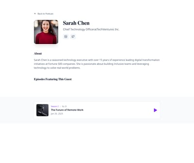 Audio Player - podcast guest page preview