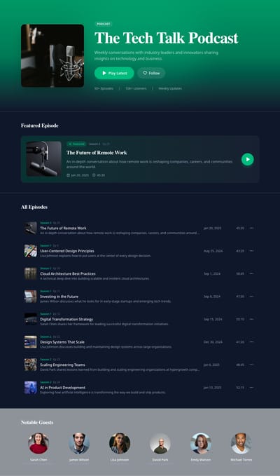 Interview Cards - podcast index page preview