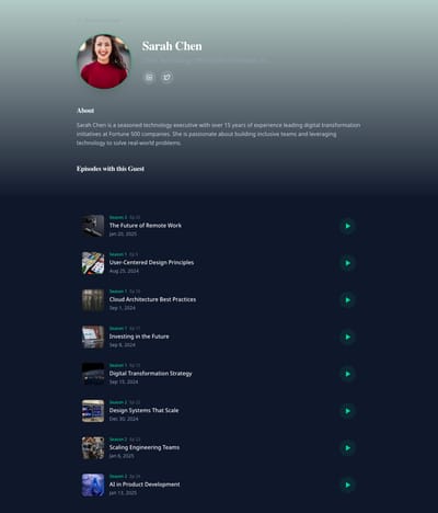 Interview Cards - podcast guest page preview