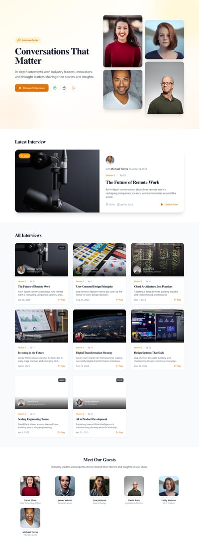 Spotify Style - podcast index page preview