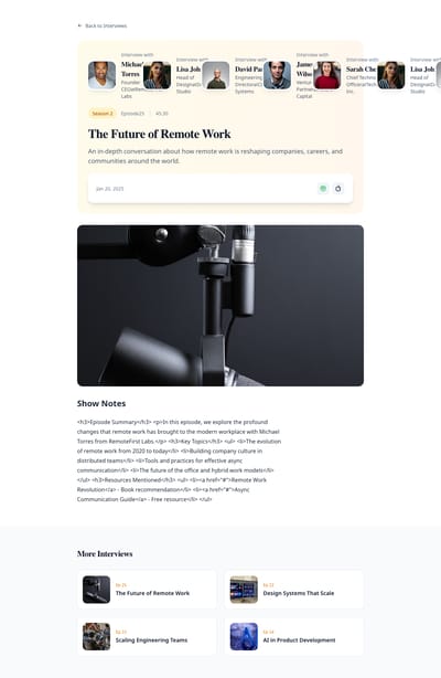 Spotify Style - podcast episode page preview