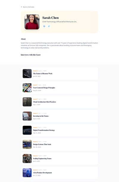 Spotify Style - podcast guest page preview