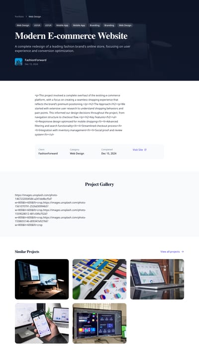 Fullscreen Showcase - portfolio project page preview