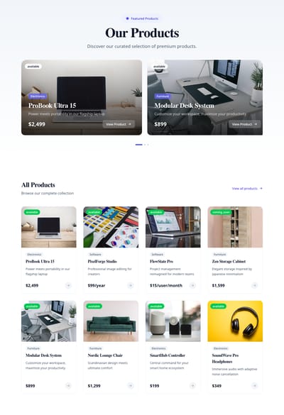 Showcase Grid - products index page preview