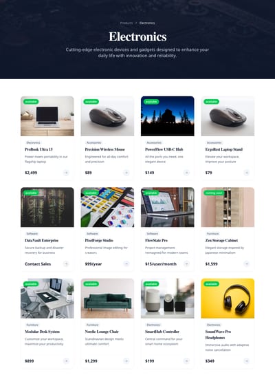 Showcase Grid - products category page preview