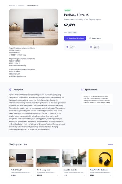 Showcase Grid - products detail page preview