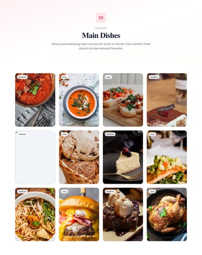 Pinterest Style - recipe category page preview