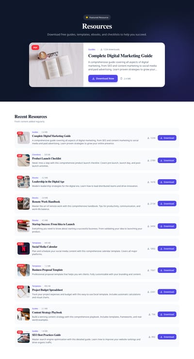 Library Grid - resources index page preview