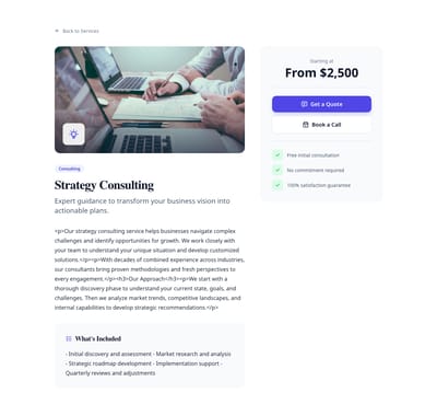 Comparison Columns - services service page preview