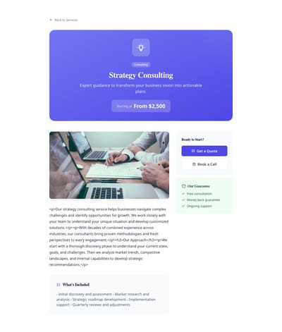 Pricing Included - services service page preview