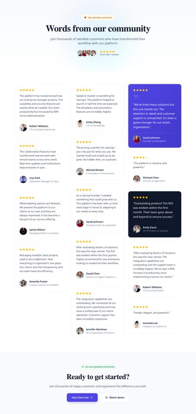 Masonry Quotes - testimonials index page preview