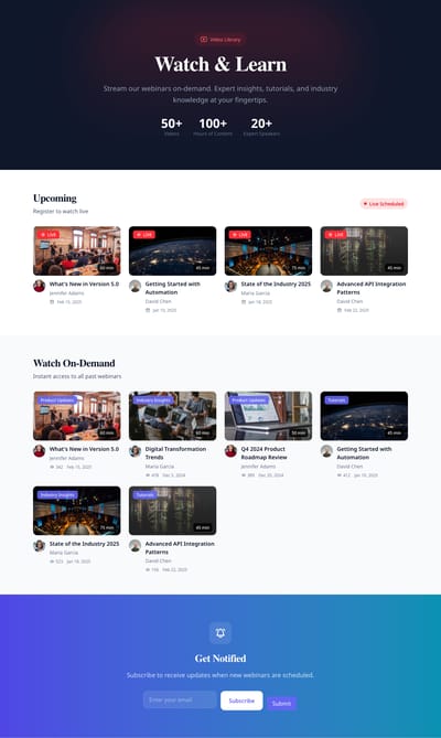 Schedule List - webinars index page preview