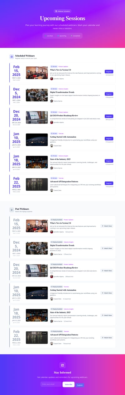 Video Grid - webinars index page preview