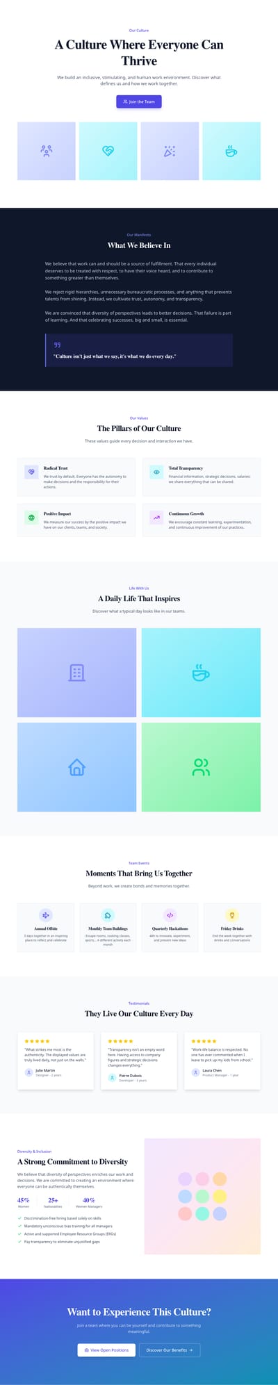 Screenshot of Careers Culture page template