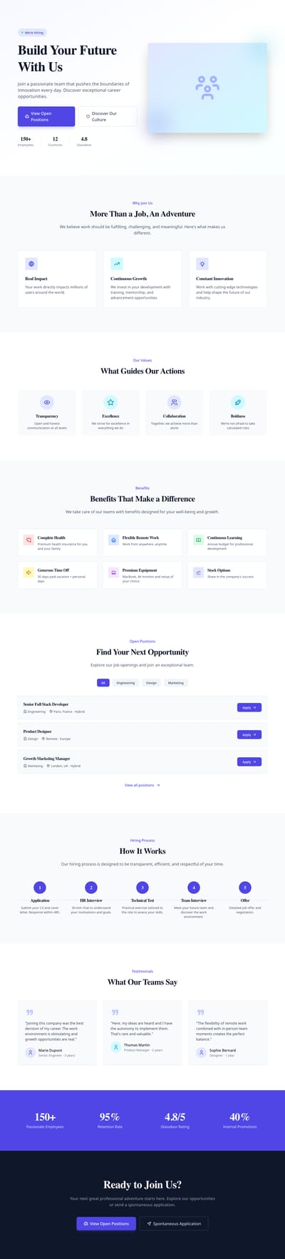 Screenshot of Careers Overview page template