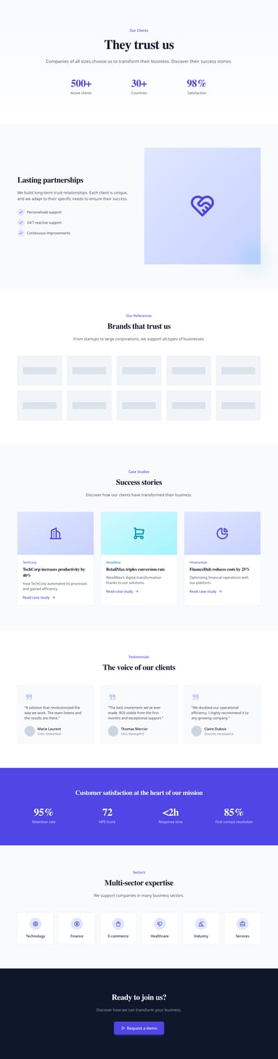 Screenshot of Clients & References page template