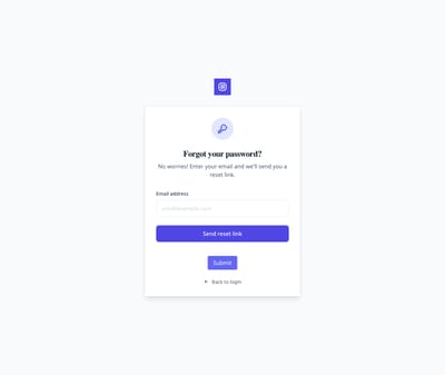 Screenshot of Forgot Password page template