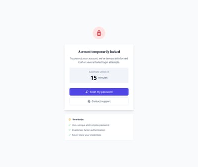 Screenshot of Locked Account page template