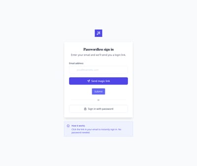 Screenshot of Magic Link Login page template
