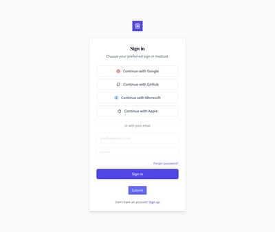 Screenshot of Social Login page template