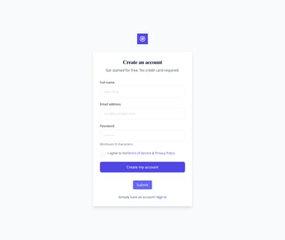 Screenshot of Simple Register page template