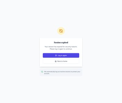 Screenshot of Session Expired page template