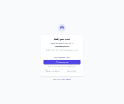 Screenshot of Verify Email page template