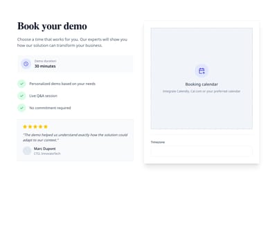 Screenshot of Demo Booking page template