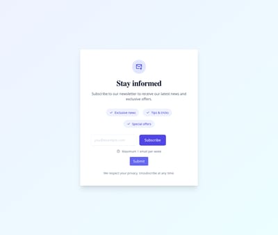Screenshot of Simple Newsletter page template