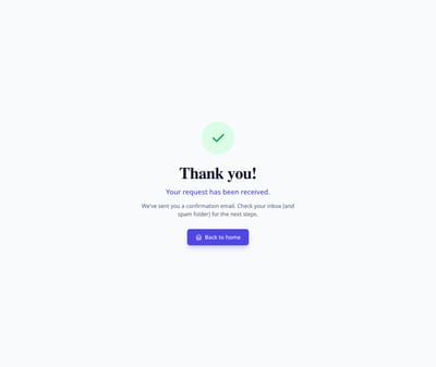 Screenshot of Simple Thank You page template