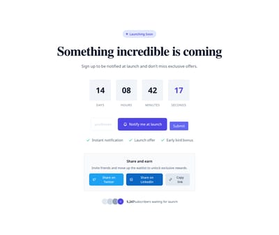Screenshot of Countdown Waitlist page template