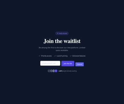 Screenshot of Simple Waitlist page template